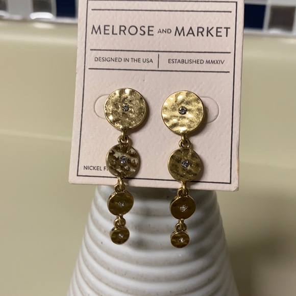 Melrose and market gold rhinestone dangle earrings - Picture 1 of 2